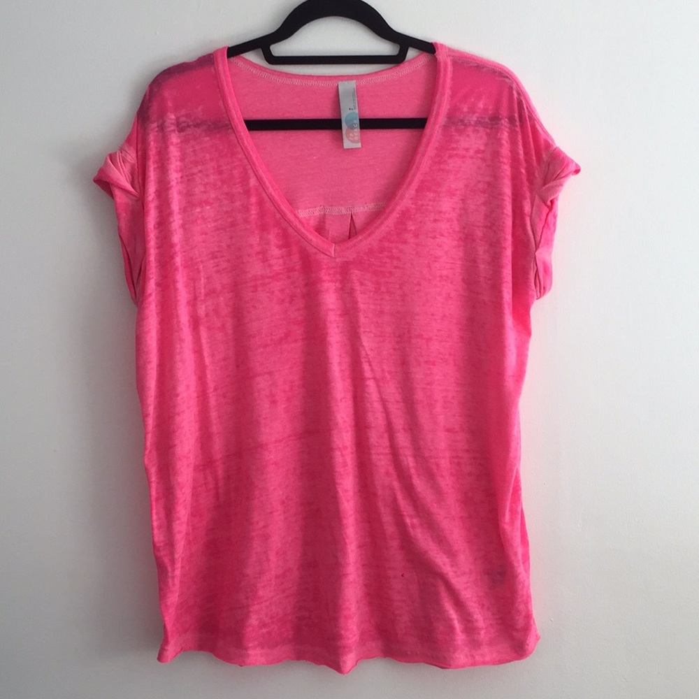 Free People Pink Burnout Oversized Tee